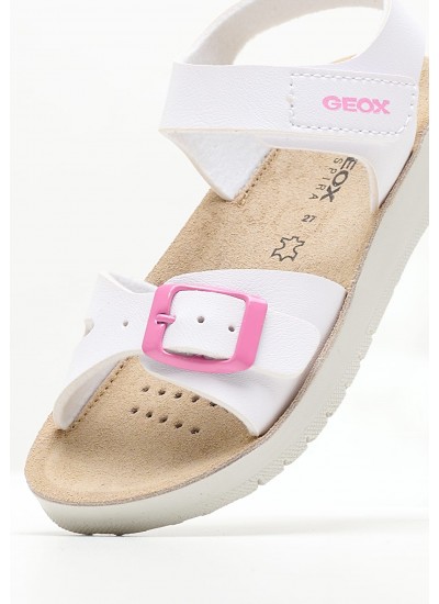 Kids Flip Flops & Sandals Costarei.Glam White ECOleather Geox