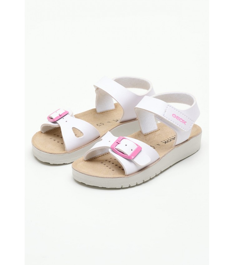 Kids Flip Flops & Sandals Costarei.Glam White ECOleather Geox