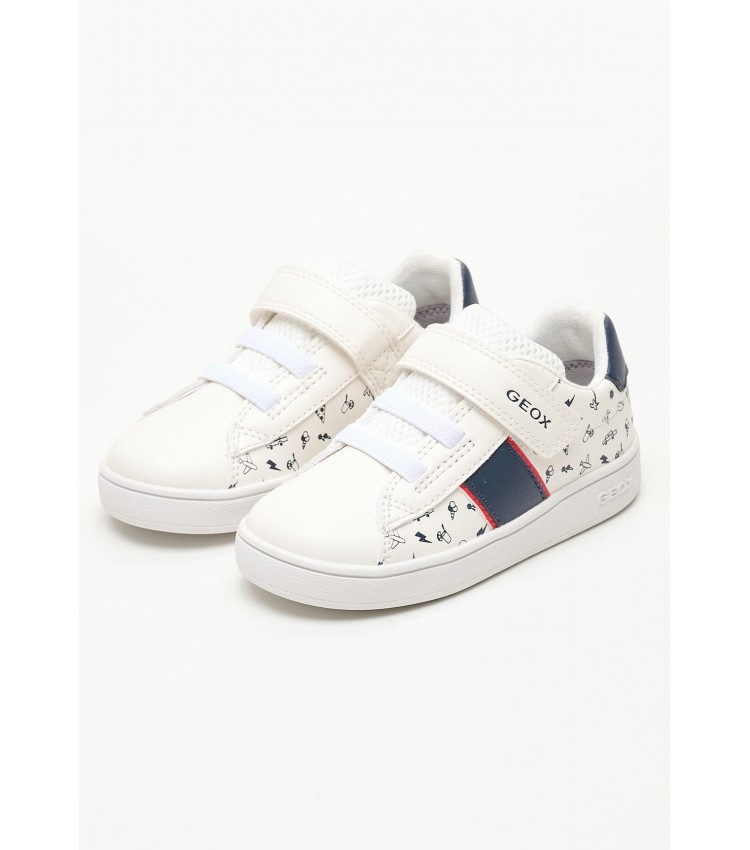 Kids Casual Shoes Eclyper.A2 White ECOleather Geox