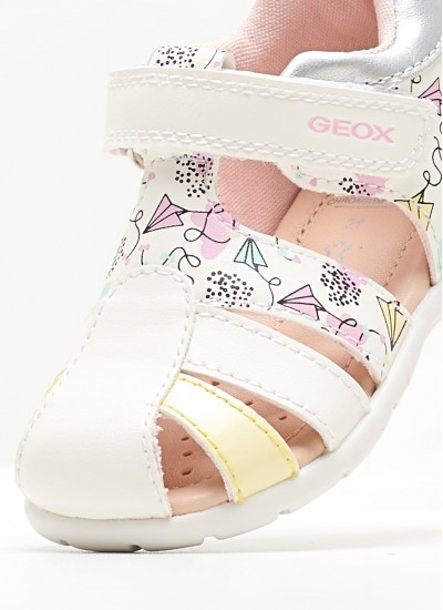 Kids Flip Flops & Sandals Elthan.Baby White ECOleather Geox