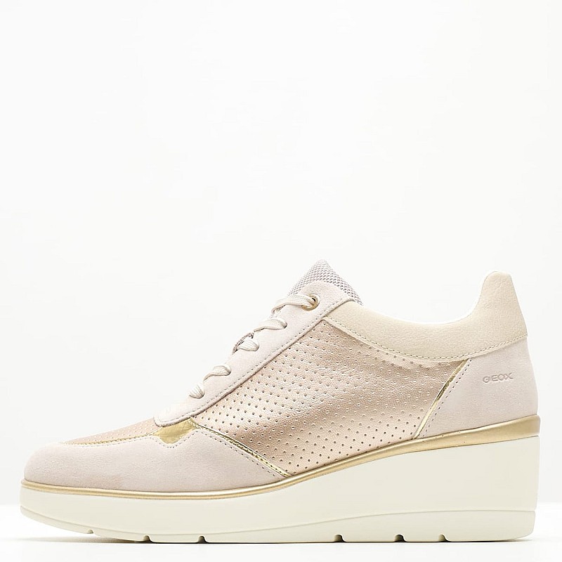 Γυναικεία Παπούτσια Casual Ilde.Pearl Χρυσό Δέρμα Geox