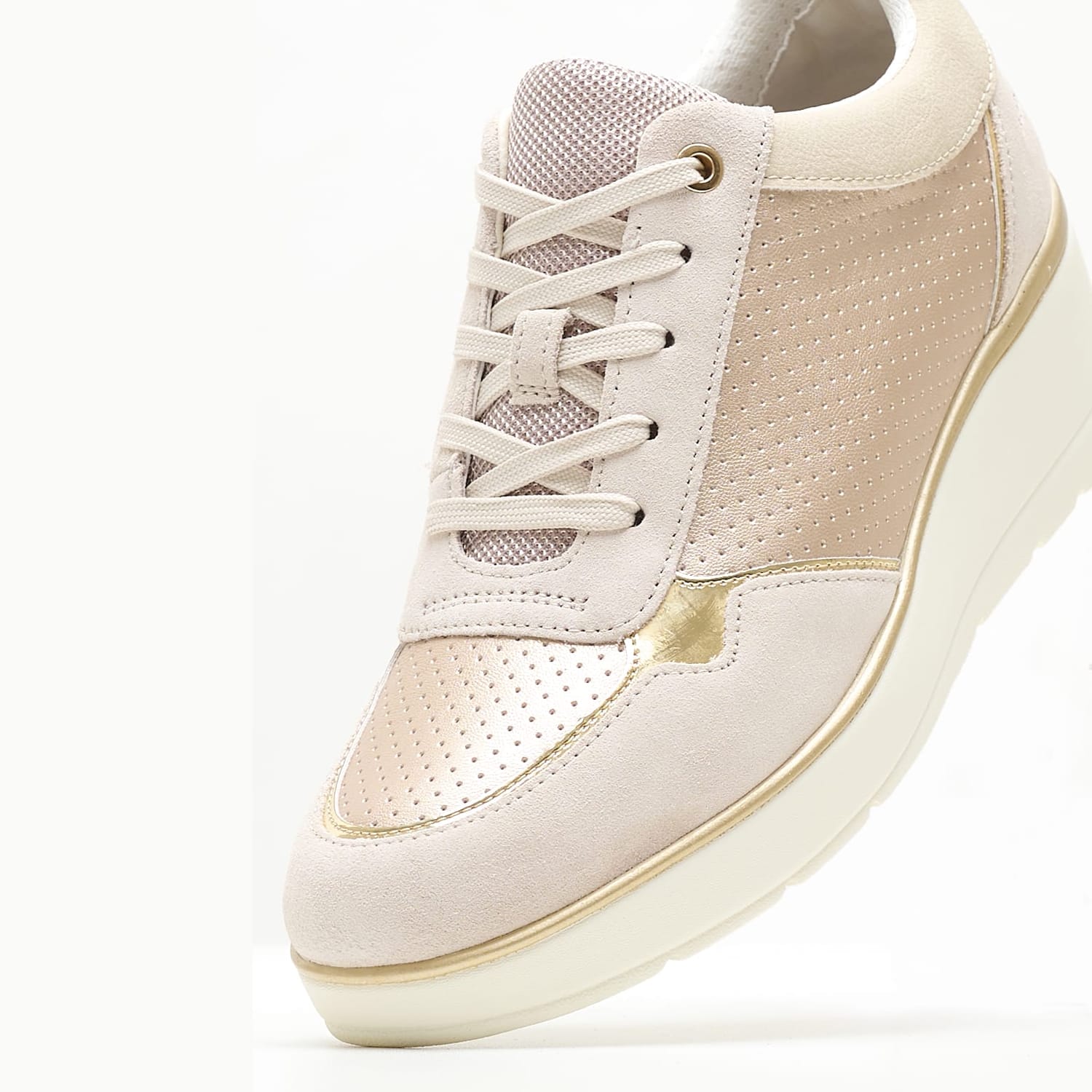 Γυναικεία Παπούτσια Casual Ilde.Pearl Χρυσό Δέρμα Geox