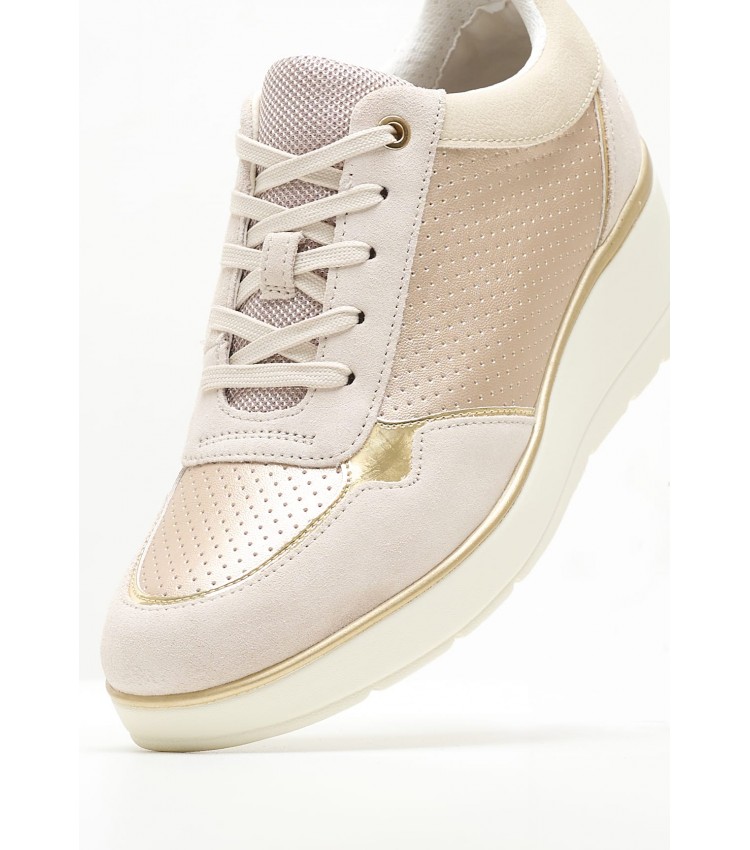 Women Casual Shoes Ilde.Pearl Gold Leather Geox