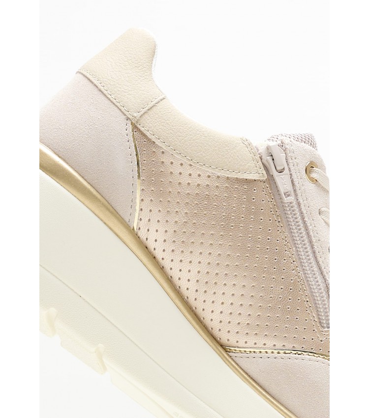 Women Casual Shoes Ilde.Pearl Gold Leather Geox