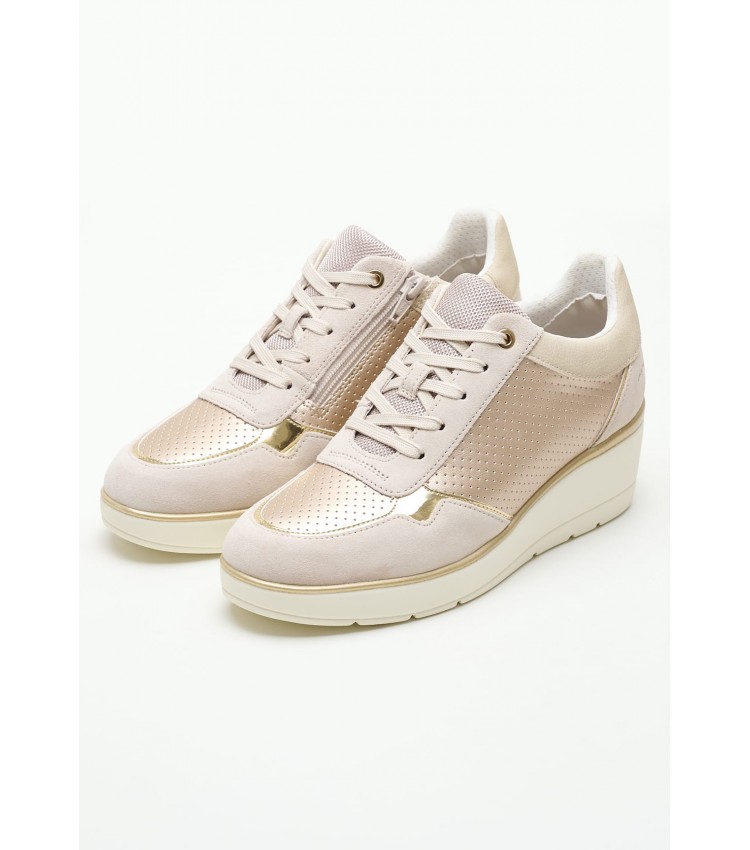 Women Casual Shoes Ilde.Pearl Gold Leather Geox