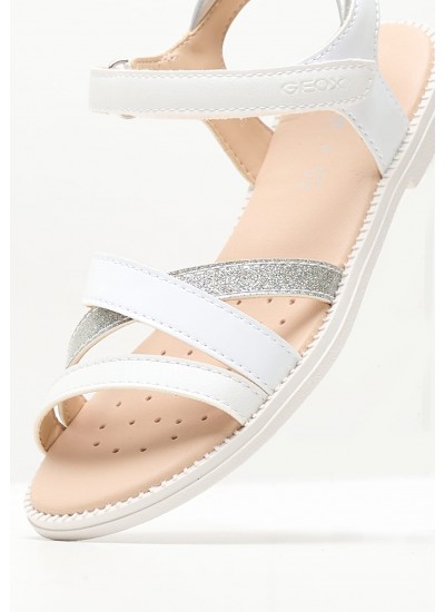 Kids Flip Flops & Sandals Js.Karly White ECOleather Geox