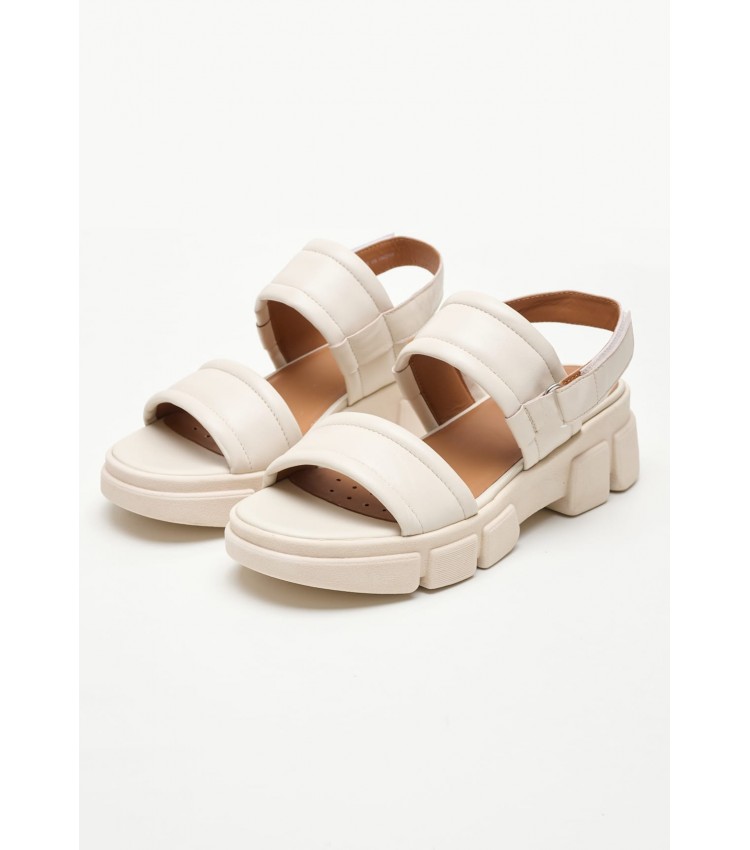 Women Sandals Lisbona.Np Beige Leather Geox