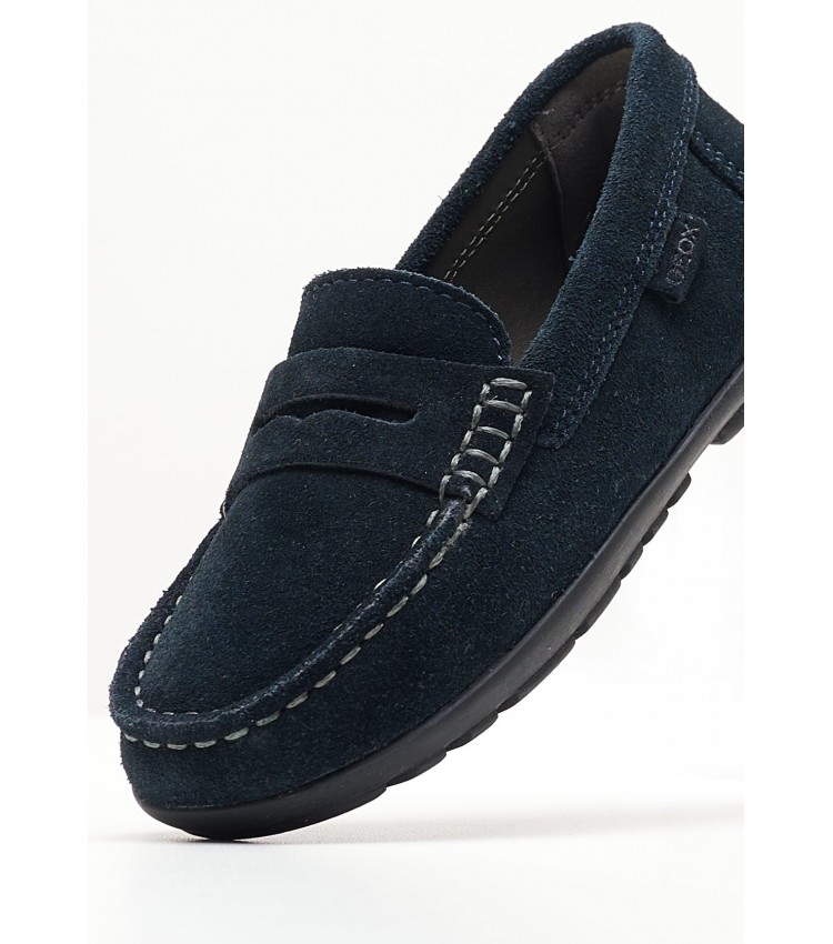 Kids Moccasins New.Fast Blue Buckskin Geox