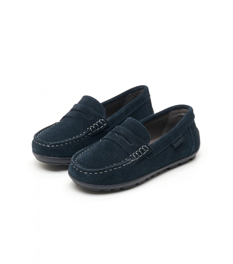 Kids Moccasins New.Fast Blue Buckskin Geox