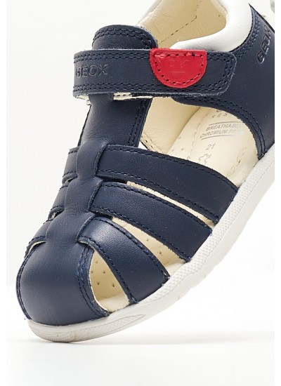 Kids Flip Flops & Sandals S.Macchia Blue Leather Geox