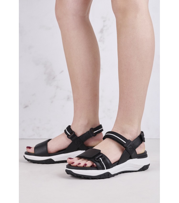 Women Sandals Sorapis.Grip Black Leather Geox