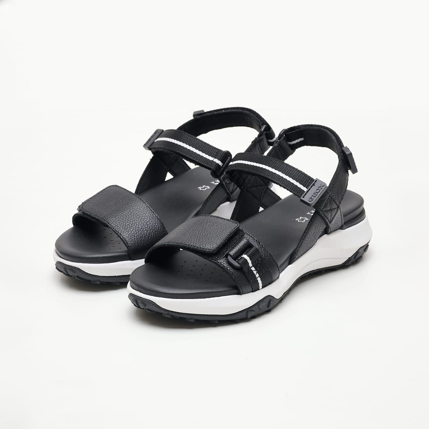 Women Sandals Sorapis.Grip Black Leather Geox Women Sandals Sorapis.Grip Black Leather Geox