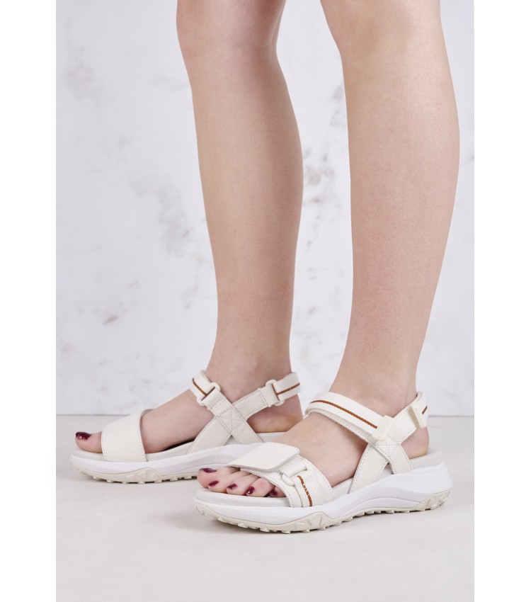 Women Sandals Sorapis.Grip White Leather Geox