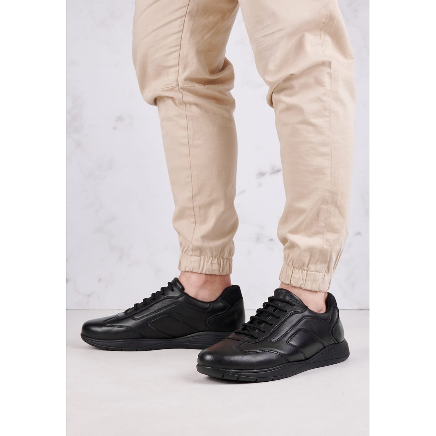 Ανδρικά Παπούτσια Casual Spherica.Agnello Μαύρο Δέρμα Geox Ανδρικά Παπούτσια Casual Spherica.Agnello Μαύρο Δέρμα Geox