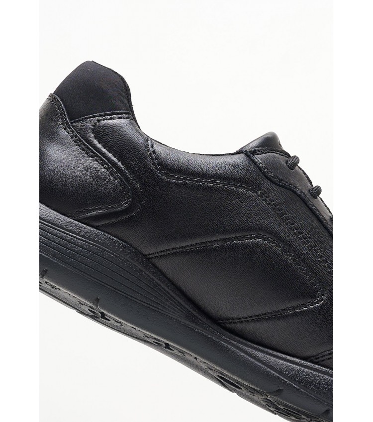 Men Casual Shoes Spherica.Agnello Black Leather Geox