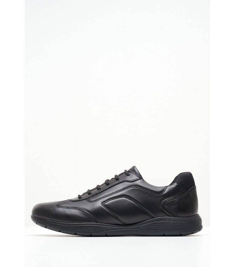 Men Casual Shoes Spherica.Agnello Black Leather Geox