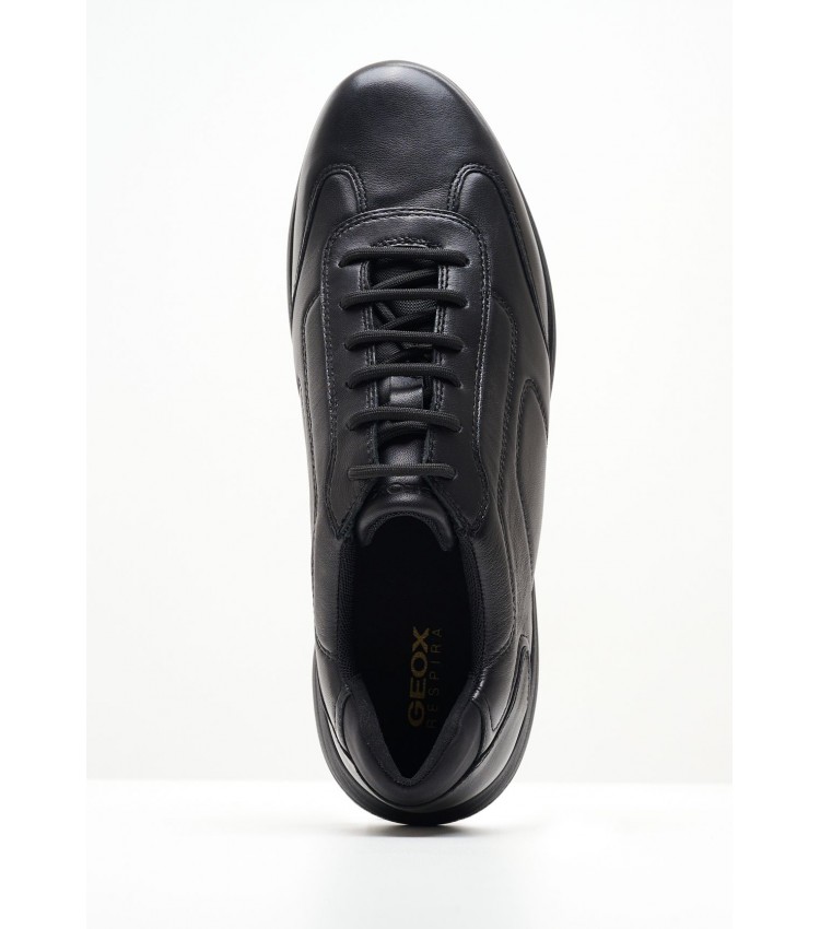 Men Casual Shoes Spherica.Agnello Black Leather Geox