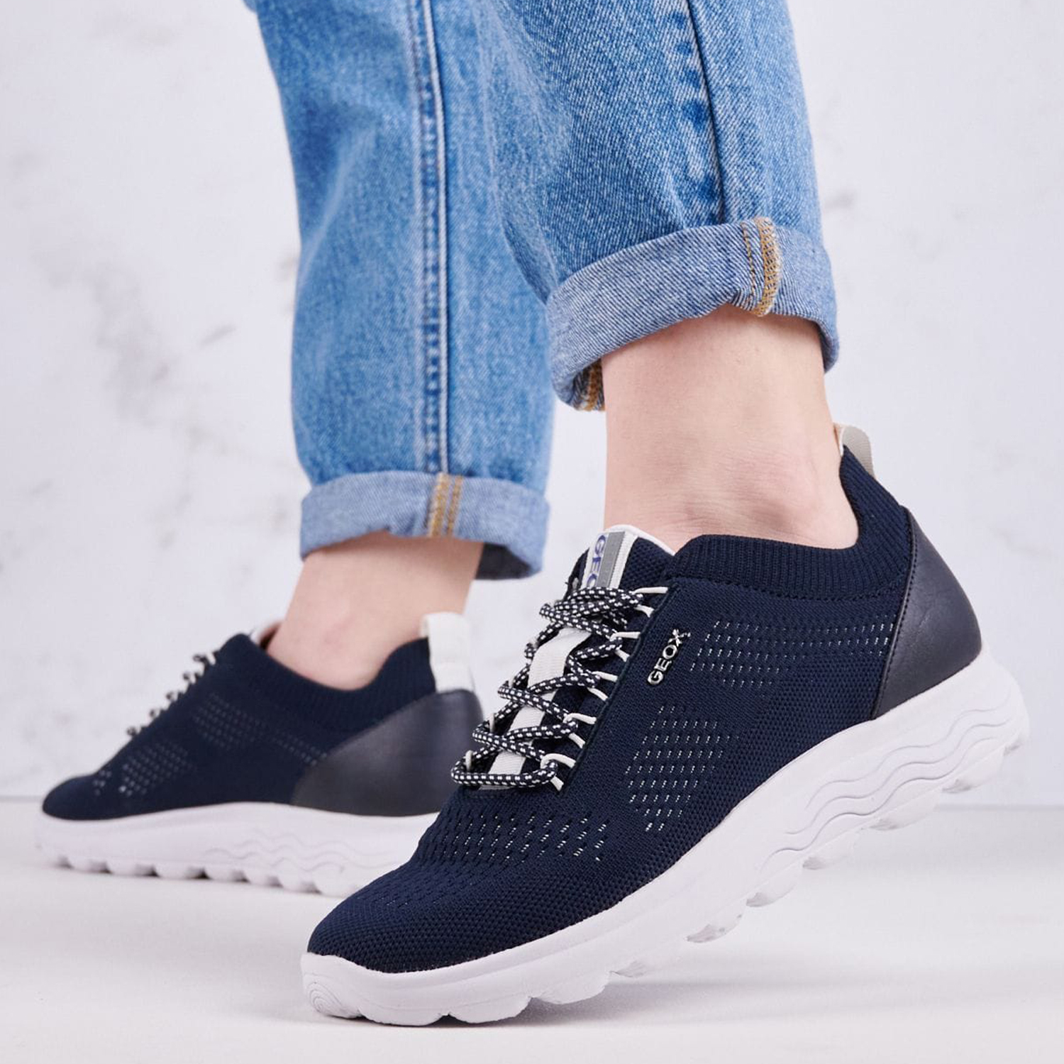 Women Casual Shoes Spherica.A Blue Fabric Geox Women Casual Shoes Spherica.A Blue Fabric Geox