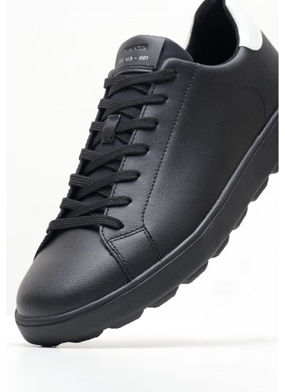 Men Casual Shoes Spherica.Rico Black Leather Geox