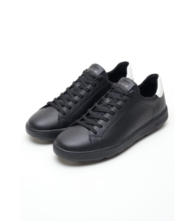 Men Casual Shoes Spherica.Rico Black Leather Geox