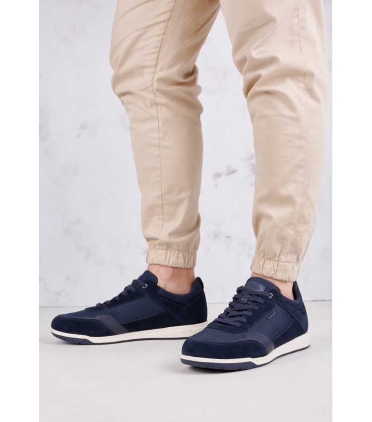 Men Casual Shoes Spherica.Tess Blue Nubuck Leather Geox