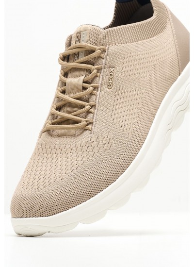 Men Casual Shoes Spherica Beige Fabric Geox