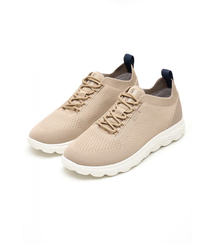 Men Casual Shoes Spherica Beige Fabric Geox