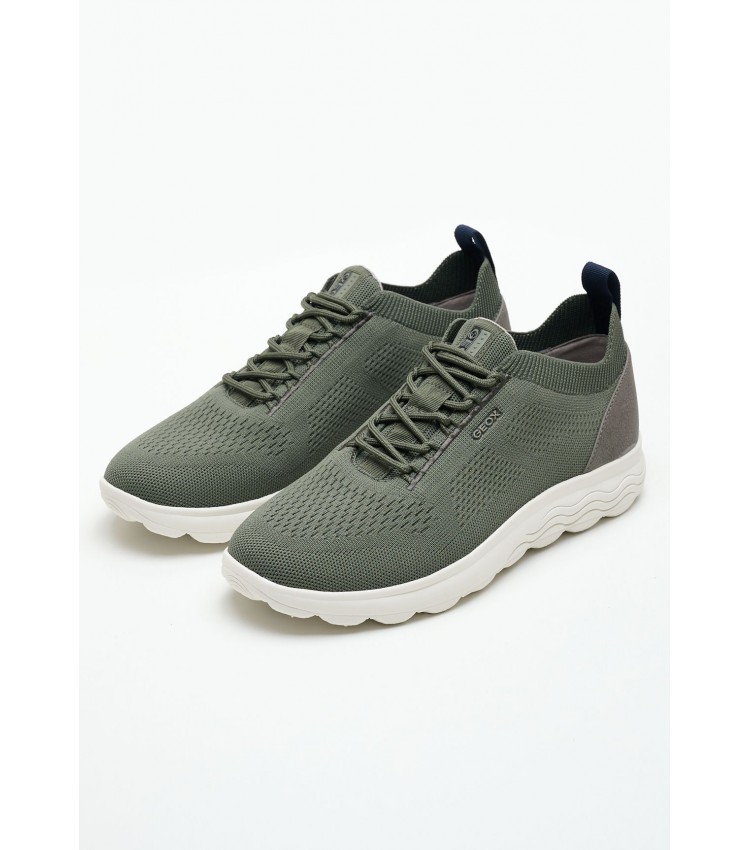 Men Casual Shoes Spherica Green Fabric Geox