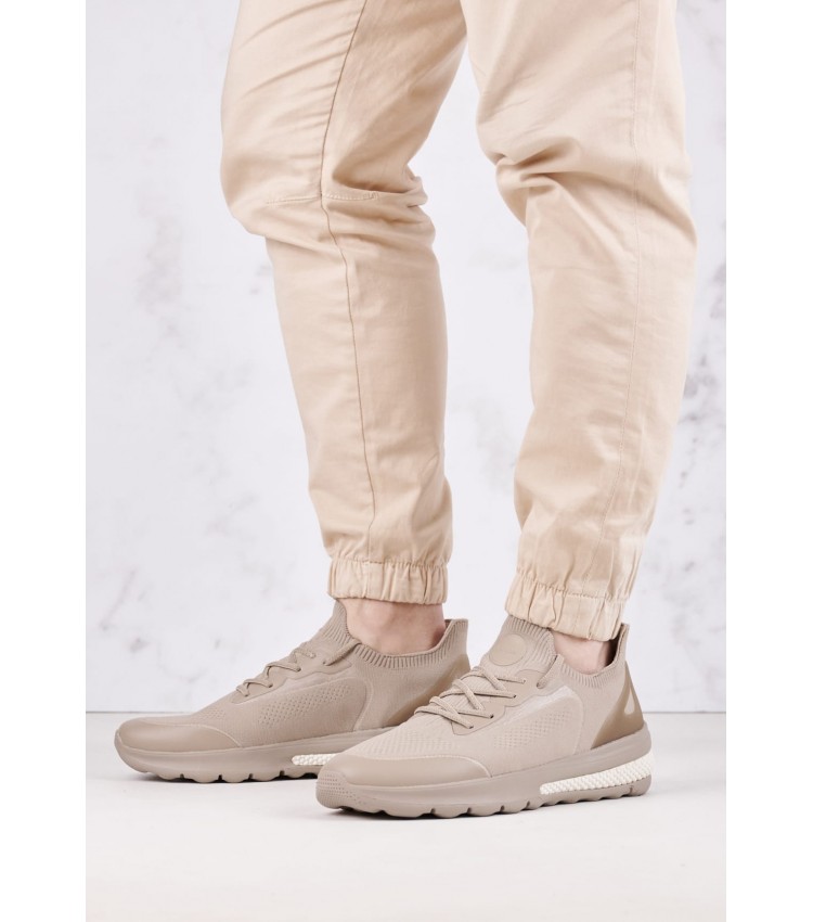 Men Casual Shoes U.Spherica.Actifa Beige Fabric Geox