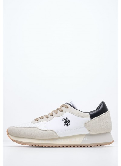 Men Casual Shoes Cleef006 White Buckskin U.S. Polo Assn.