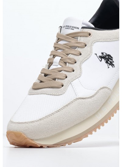 Men Casual Shoes Cleef006 White Buckskin U.S. Polo Assn.