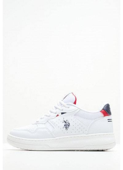 Kids Casual Shoes Denny004 White ECOleather U.S. Polo Assn.