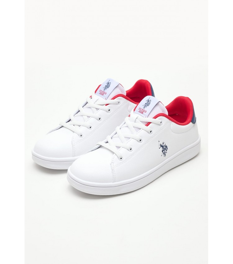 Kids Casual Shoes Trace001 White ECOleather U.S. Polo Assn.