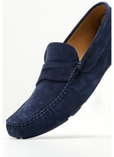 Men Moccasins Z6890.Suede Blue Buckskin Boss shoes