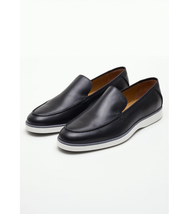 Men Moccasins Z6898 Black Leather Boss shoes