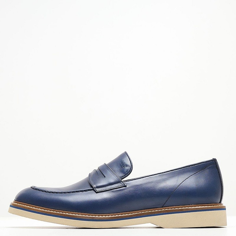 Ανδρικά Μοκασίνια Z7479 Μπλε Δέρμα Boss shoes