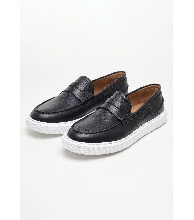 Men Moccasins Z7507 Black Leather Boss shoes