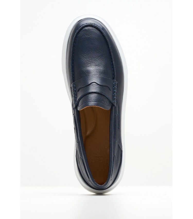 Men Moccasins Z7507 Blue Leather Boss shoes