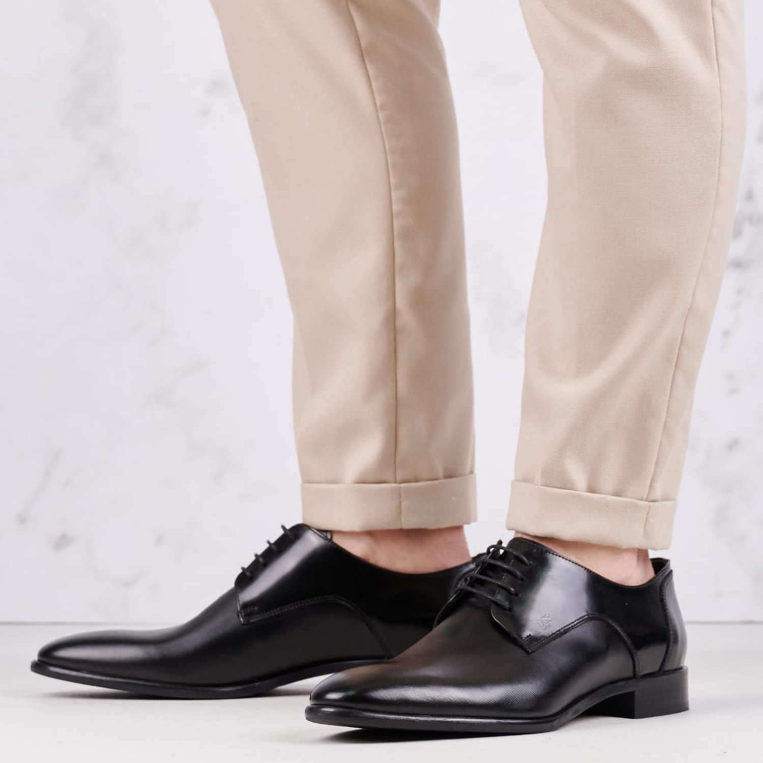 Ανδρικά Παπούτσια Δετά Z7513.Linear Μαύρο Δέρμα Boss shoes