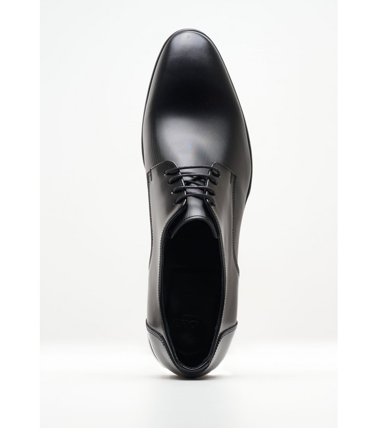 Ανδρικά Παπούτσια Δετά Z7513.Linear Μαύρο Δέρμα Boss shoes