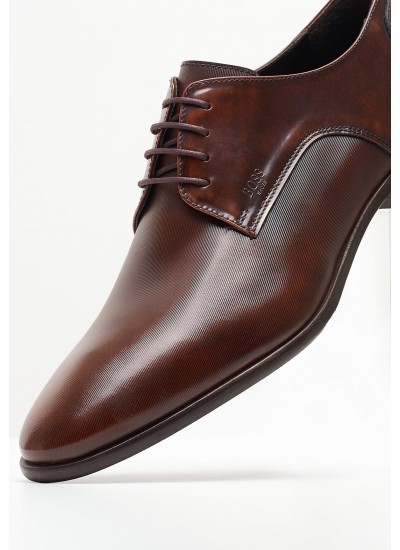 Men Shoes Z7513.Linear Brown Leather Boss shoes