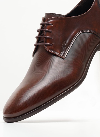 Men Shoes Z7513.Linear Brown Leather Boss shoes