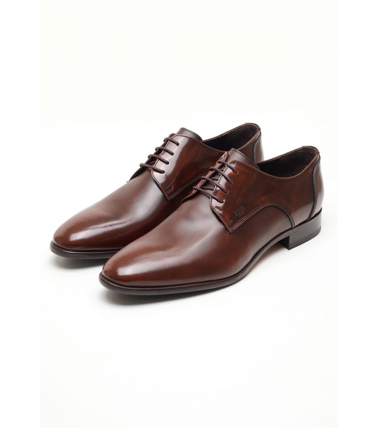 Men Shoes Z7513.Linear Brown Leather Boss shoes