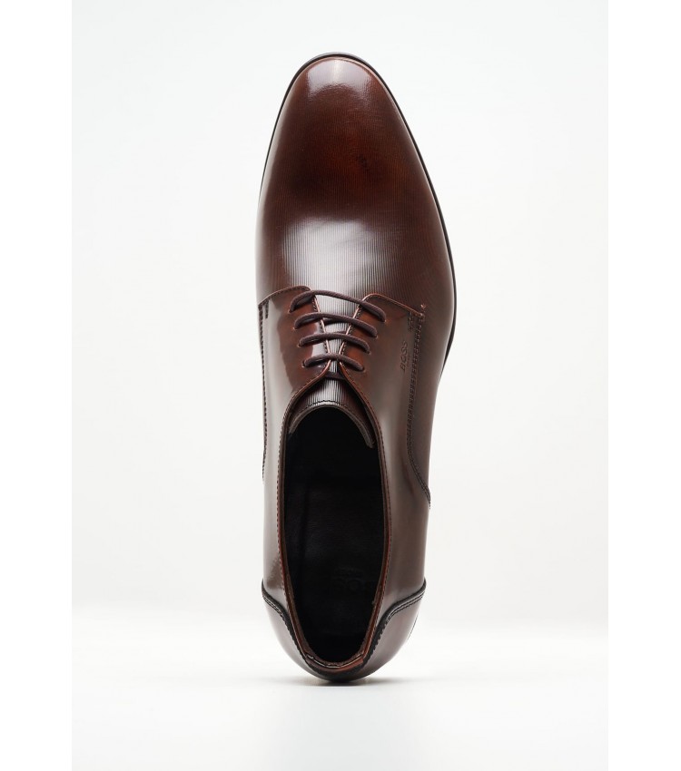 Men Shoes Z7513.Linear Brown Leather Boss shoes