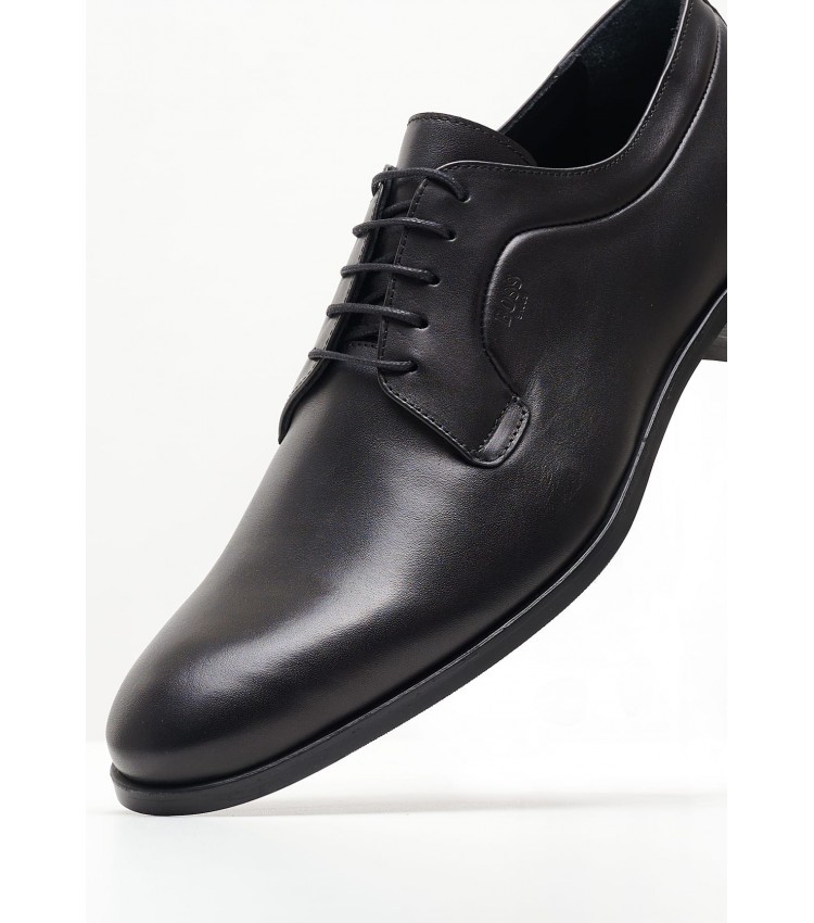 Ανδρικά Παπούτσια Δετά Z7521 Μαύρο Δέρμα Boss shoes
