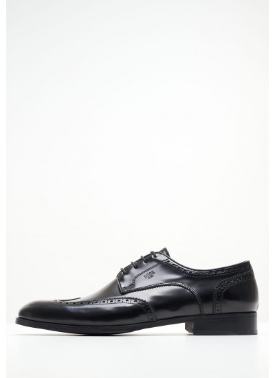 Ανδρικά Παπούτσια Δετά X4972.Glm Μαύρο Δέρμα Boss shoes