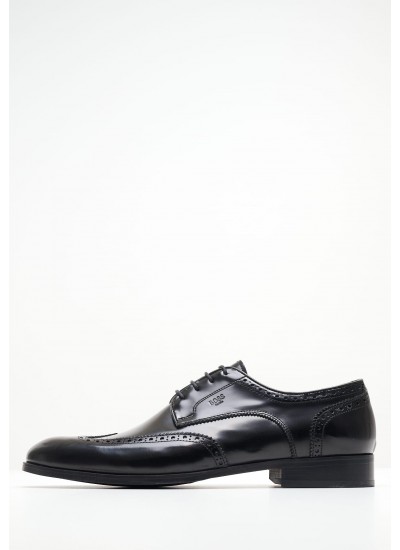 Men Shoes F321 Black Leather Perlamoda