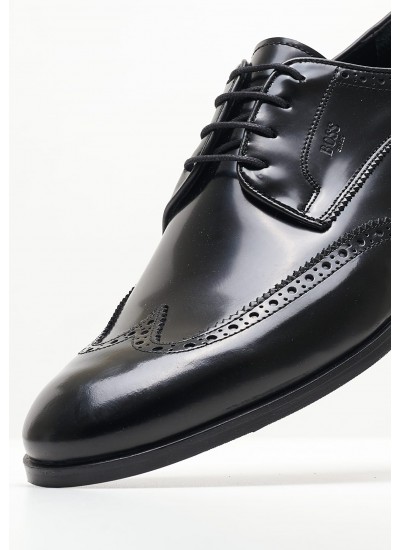 Ανδρικά Παπούτσια Δετά Z7522 Μαύρο Δέρμα Boss shoes