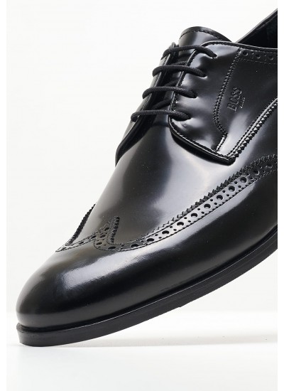 Ανδρικά Παπούτσια Δετά X4972.Glm Μαύρο Δέρμα Boss shoes