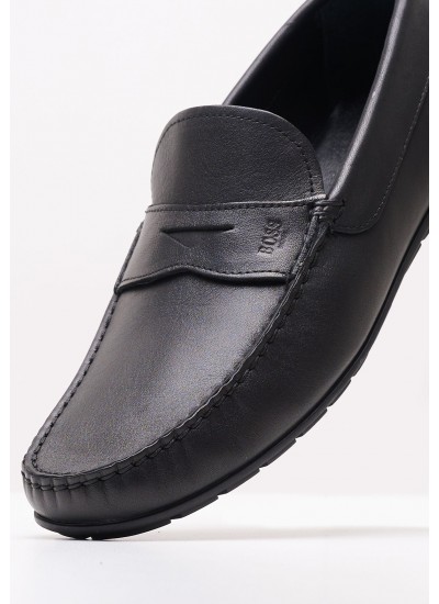 Ανδρικά Μοκασίνια Z7538 Μαύρο Δέρμα Boss shoes